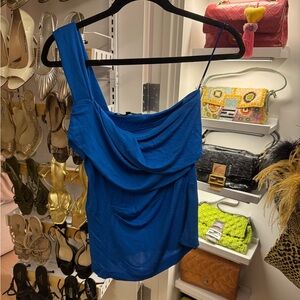 Gucci Tom Ford Blue One-Shoulder Top
